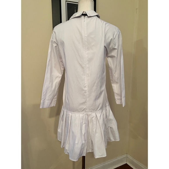 ENGLISH FACTORY White Shirt Dress with Black Tie Bow Drop Waist Size S - Picture 7 of 8